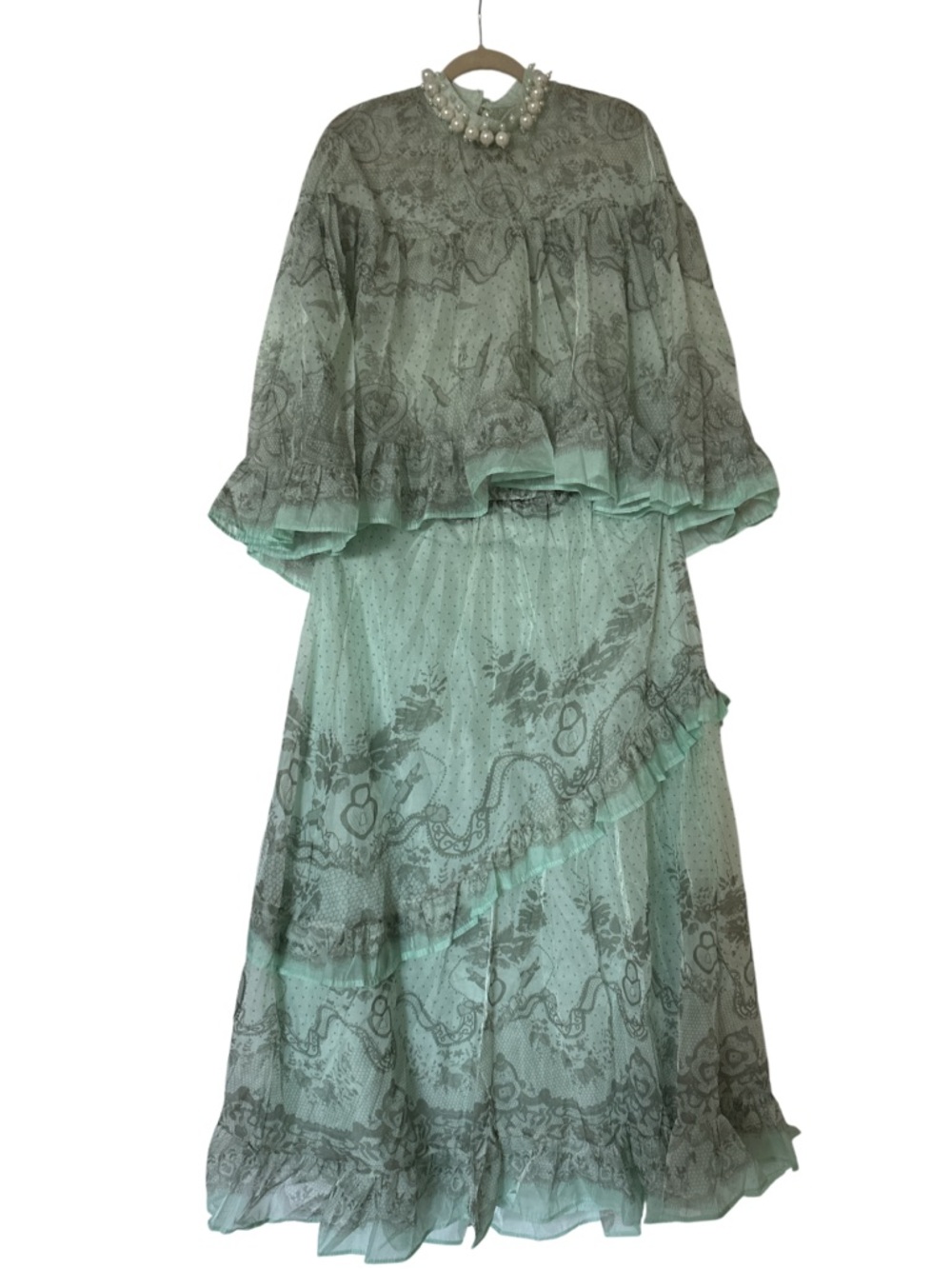 Mint Green Ruffled Sheer Dress XL NEW no tags!